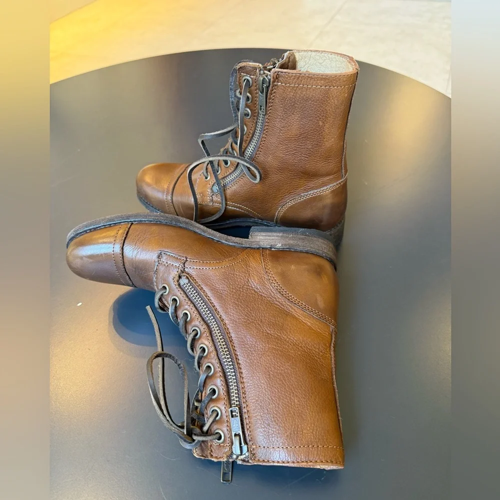 RARE! Frye‎ Womens VINTAGE INSPIRED Tyler Double Zip-SVL Boot, Cognac, 6, NO BOX